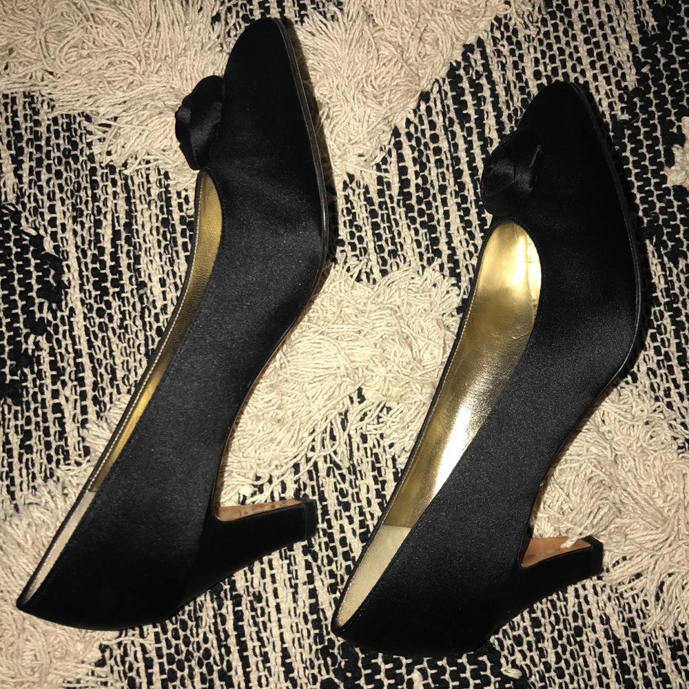 Ferragamo Black Satin Heels